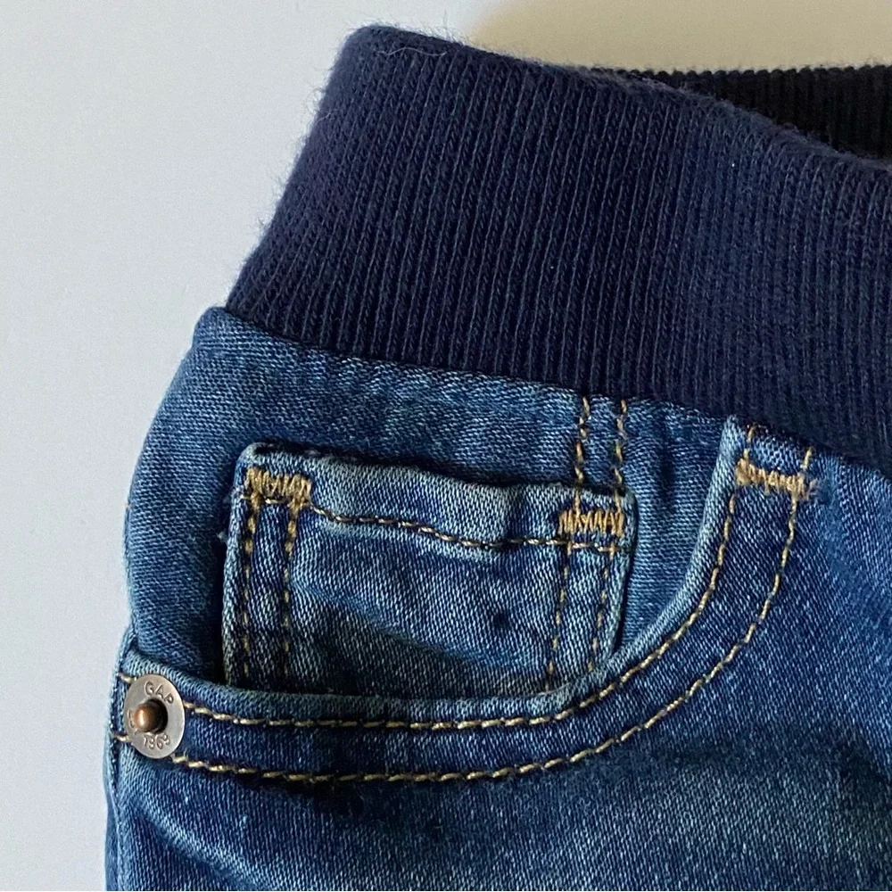 Gap jeans size 3-6 months “My first easy slim” comfy wide waist band baby EUC